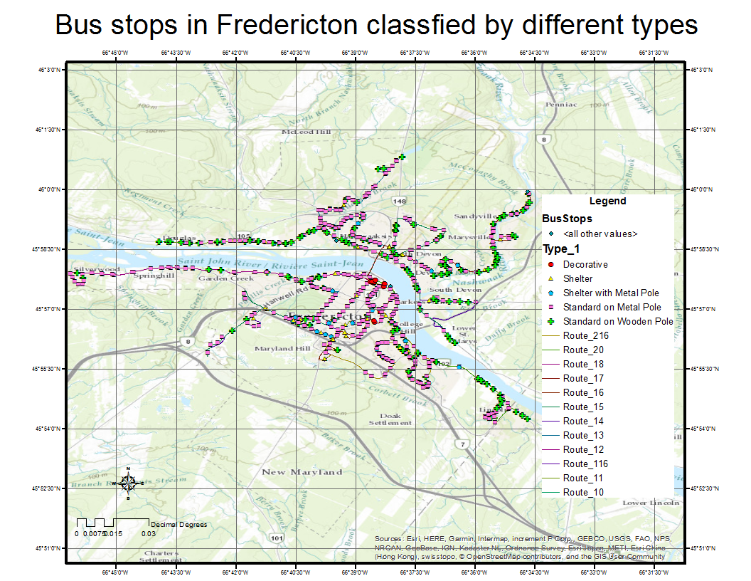 Using GIS to analyse the transit service in Fredericton