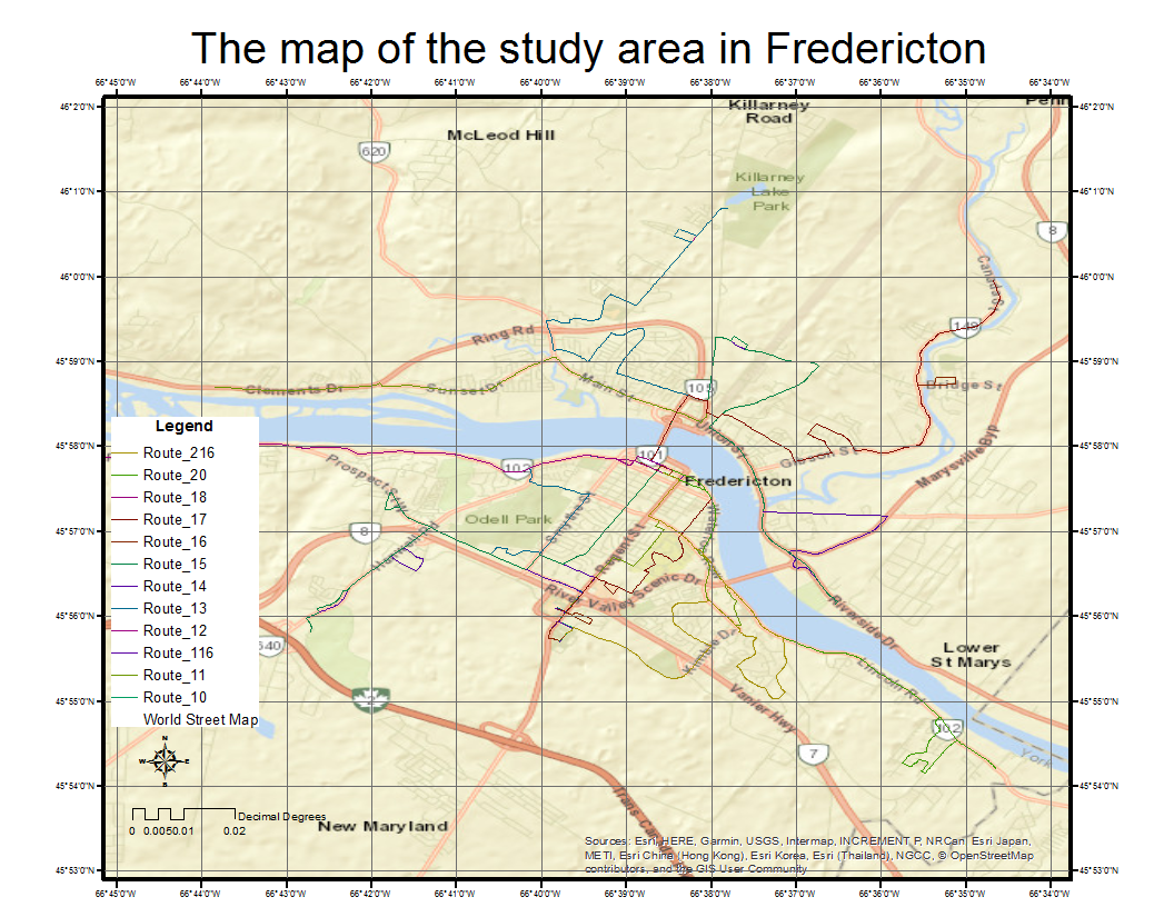 Using GIS to analyse the transit service in Fredericton